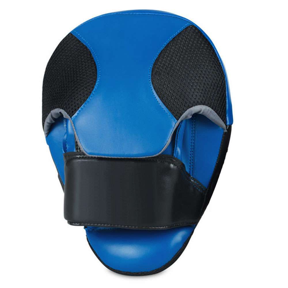 Blue and Black Contoured Focus Mitt with Mesh Finger Hood and Wide Wrist Strap